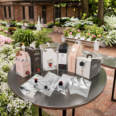 Dostosowane torby BIB w pudełku z kranikiem i wylewką, idealne do pakowania wina, soków, olejów i innych produktów płynnych