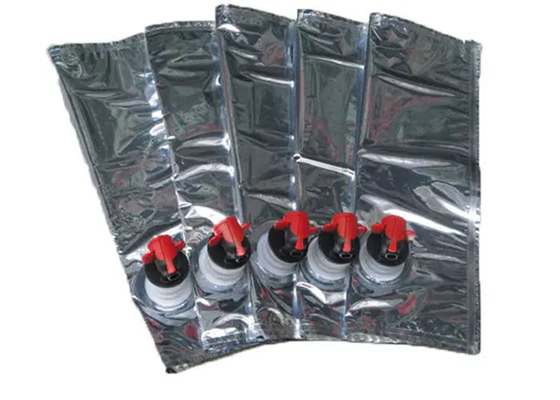 Wielokrotnego użytku srebrne czerwone wino Quad Seal Bag folia aluminiowa plastikowe napoje płynna torba na szelkach z czopem