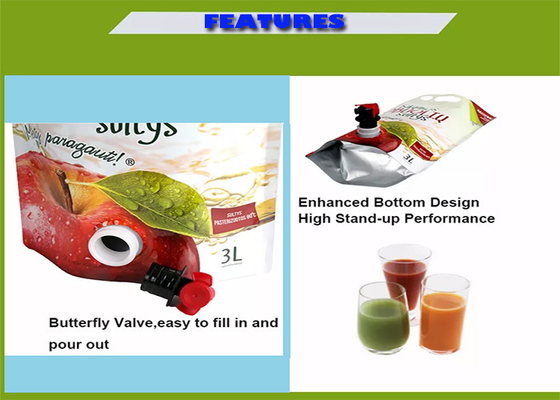 Aseptyczny 1L 1,5L 3L 5L Stand Up Pouch z Vitop Tap Double Fold BIB Wine With Czop