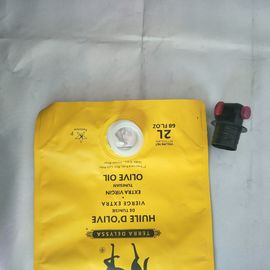 3-litrowy woreczek stojący z żółtym nadrukiem z wylewką / czopem na sok / olej / wino