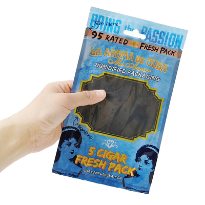 Niestandardowe logo Ziplock Mylar Folia Opakowanie na cygara Torba Przezroczysta Plastikowa z klinem bocznym do produktów gospodarstwa domowego i cygar