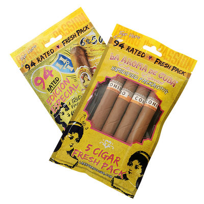 Niestandardowe torby do pakowania cygar z zamknięciem strunowym, plastikowe woreczki do cygar z warstwą nawilżającą ﻿