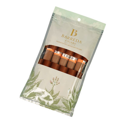 Indywidualny druk rotograwiurowy nawilżanych torebek na cygara Ziplock, torebki na cygara z wilgotnością, 5 cygar, proste opakowanie z przezroczystym okienkiem, plastikowe opakowanie