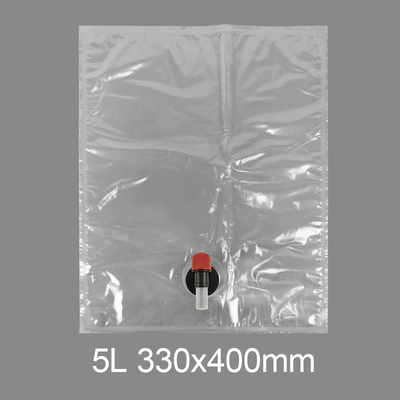 Custom Transparent BiB 5l Plastic Tap Bag Drinking Water Wine Juice Bag in Box Dispenser With Butterfly Valve Vitop