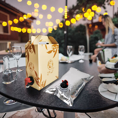 Dostosowane torby BIB w pudełku z kranikiem i wylewką, idealne do pakowania wina, soków, olejów i innych produktów płynnych