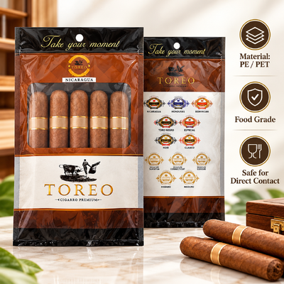 Tear-resistant and puncture-resistant cigar packaging bag cigar moisturizing plastic zipper bags suitable for preserving cigar