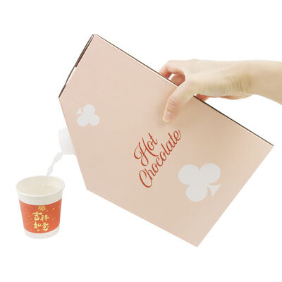 Customized Juice bags in box packaging with tap enabling controlled dispensing and reducing waste in beverage packaging