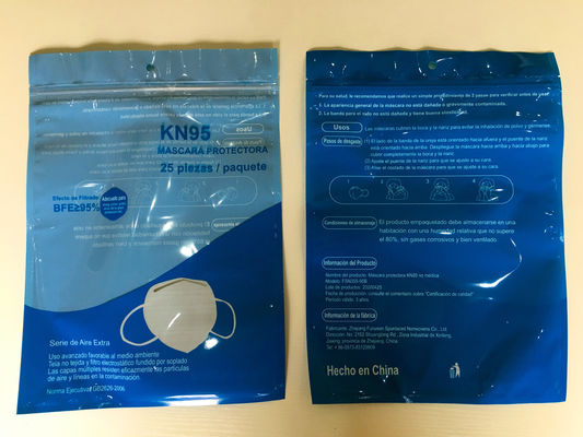 Druk wklęsły 100 mikronów Torba do pakowania maski N95 Top Zip Lock Bag