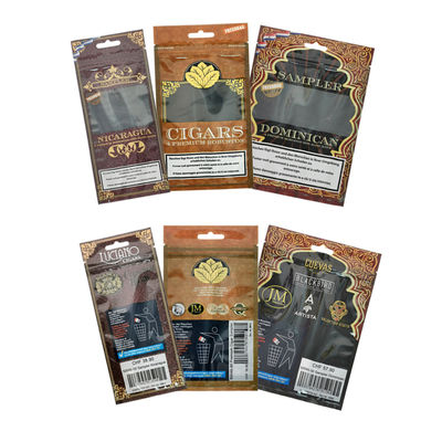 Fabrycznie produkowany nawilżający worek do pakowania cygar z plastikowym zamkiem błyskawicznym, torebką Mylar, liśćmi do zawijania, odporny na wilgoć do przechowywania tytoniu