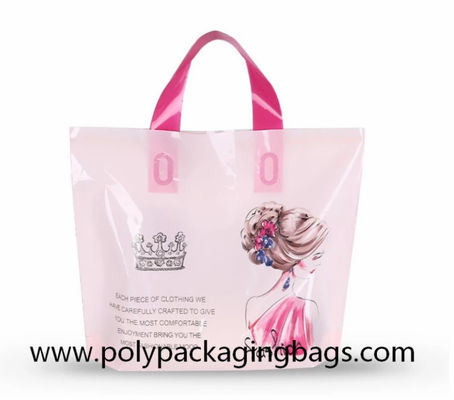 Plastikowe torby na zakupy 100 mikronów z miękkimi uchwytami pętlowymi